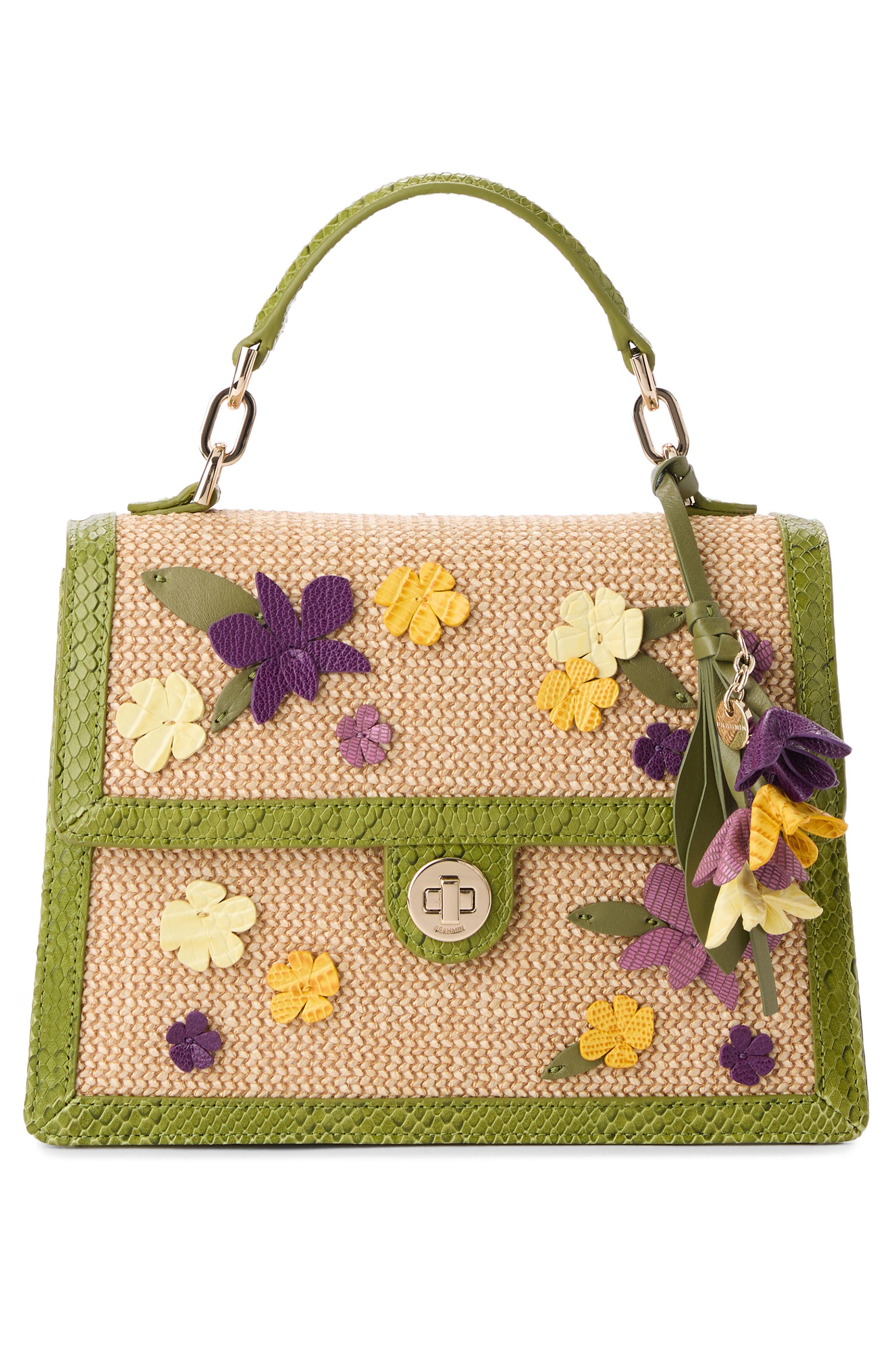 Brahmin Small Hallie Top Handle Bag, Alternate, color, Green Multi