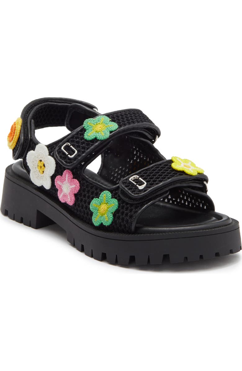 Marc Jacobs Crocheted Daisy Platform Sandal, Main, color, Black Multi