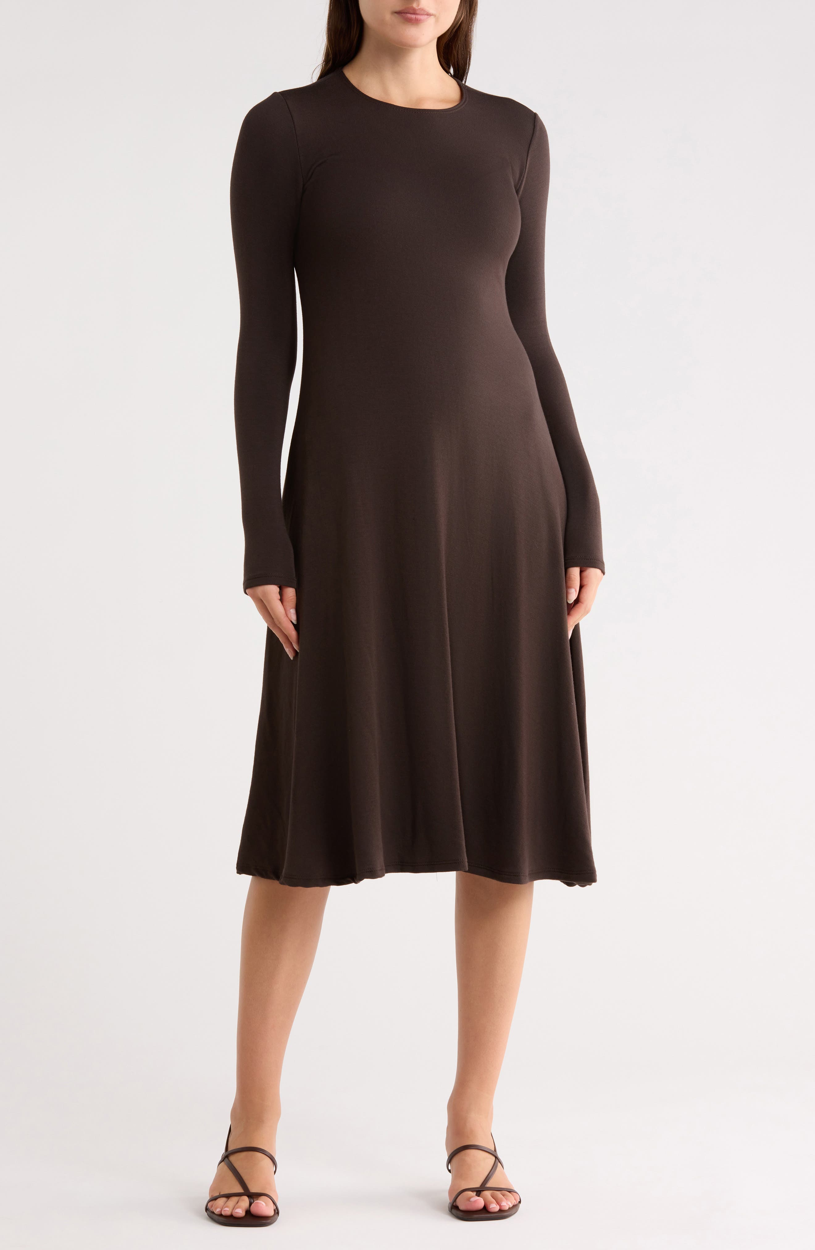 Long Sleeve Flare Swing Dress