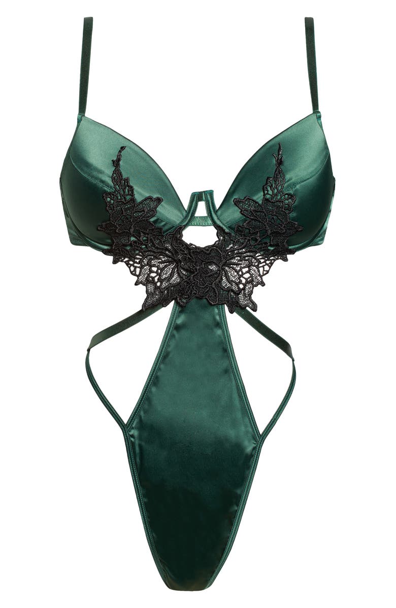 Oh La La Cheri Jeri Satin & Lace Underwire Teddy, Alternate, color, 