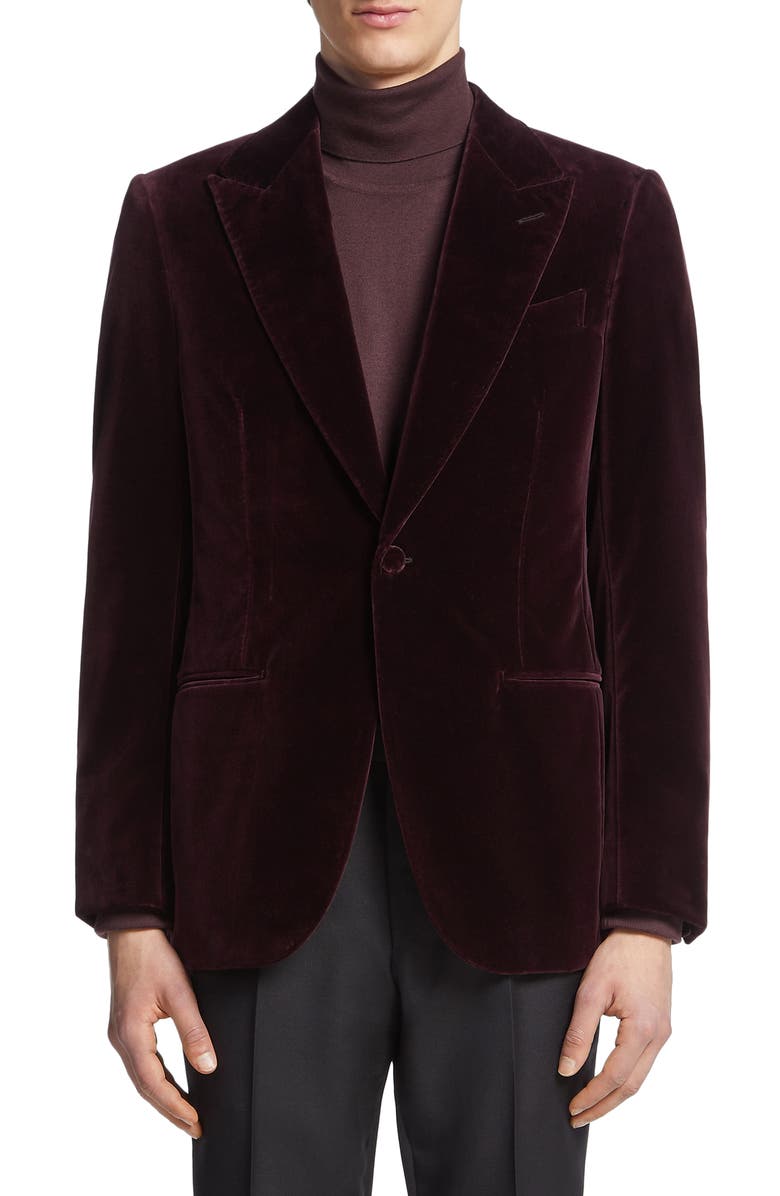 ZEGNA Couture Peak Lapel Velveteen Dinner Jacket, Main, color, 