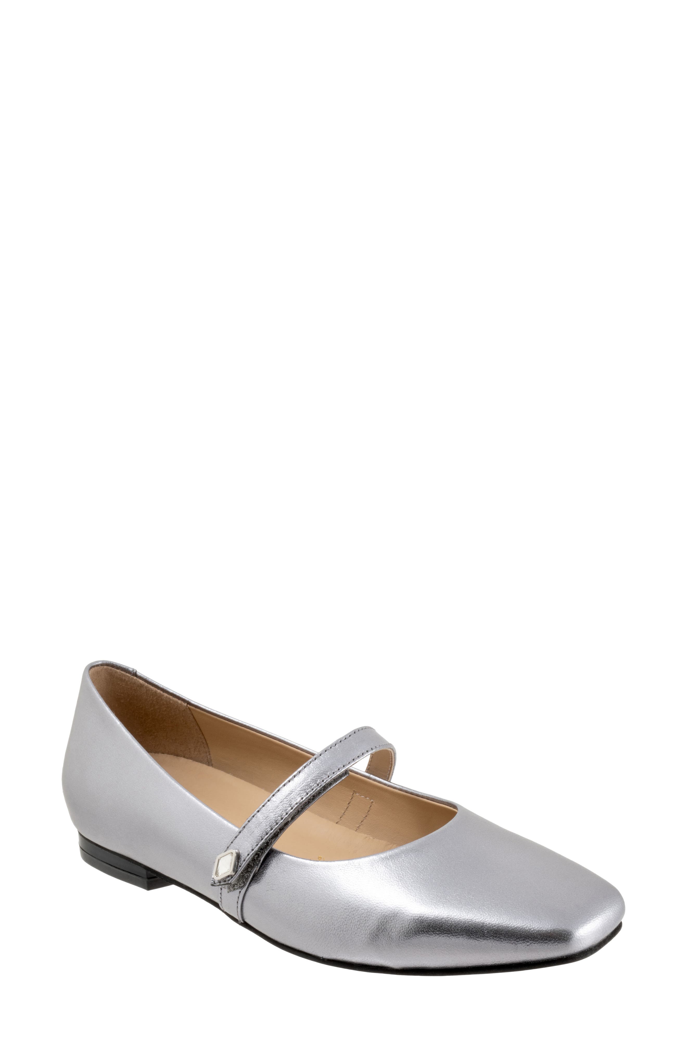 Trotters Hazel Mary Jane Flat - Multiple Widths Available, Main, color, Pewter