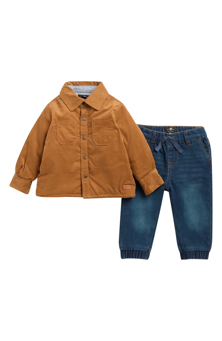 7 For All Mankind Corduroy Shacket & Jeans Set, Main, color, Bourbon