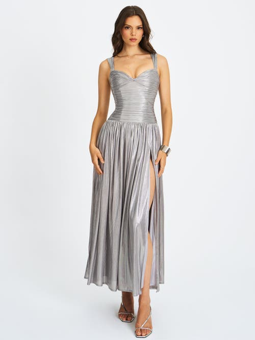 Miss Circle Palmer Glitter Drop Waist Maxi Dress In Brown