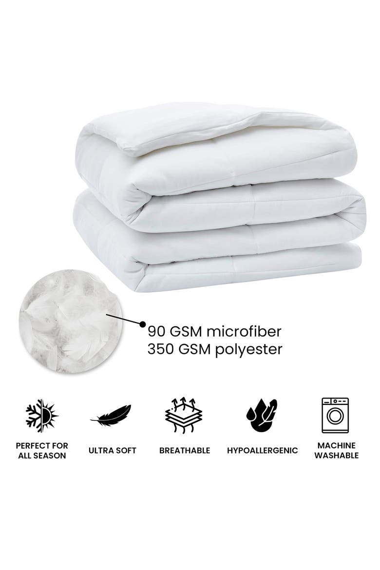 Solid White Microfiber Comforter, Alternate, color, WHITE