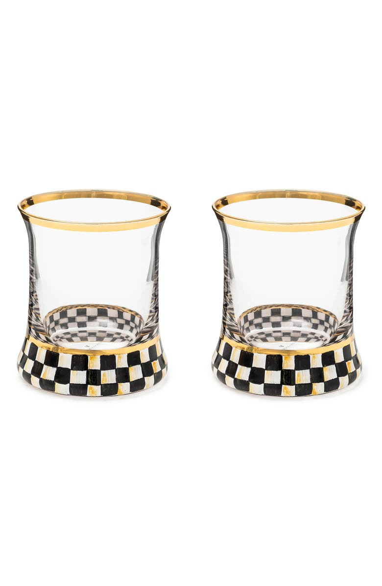 MACKENZIE CHILDS Courtly Check Set of 2 Tumblers, Main, color, Black