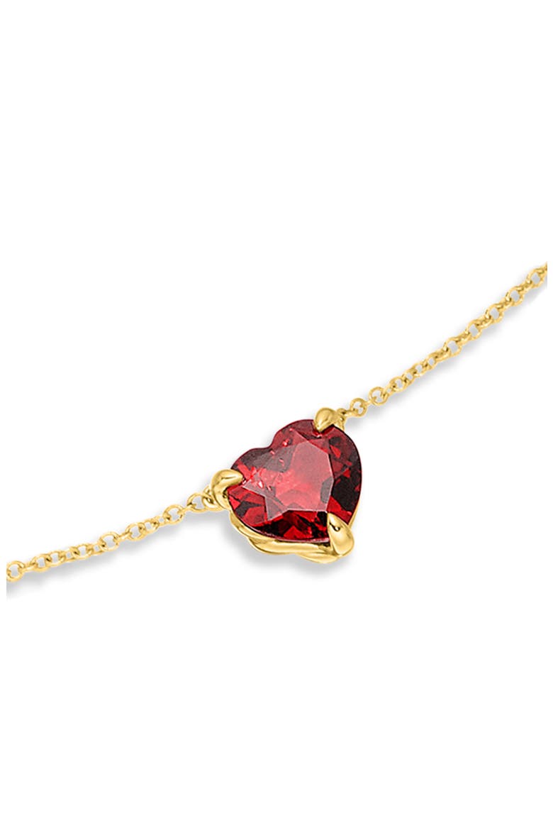 Heart Pendant Necklace in 18K Yellow Gold with Garnet, Alternate, color, GOLD