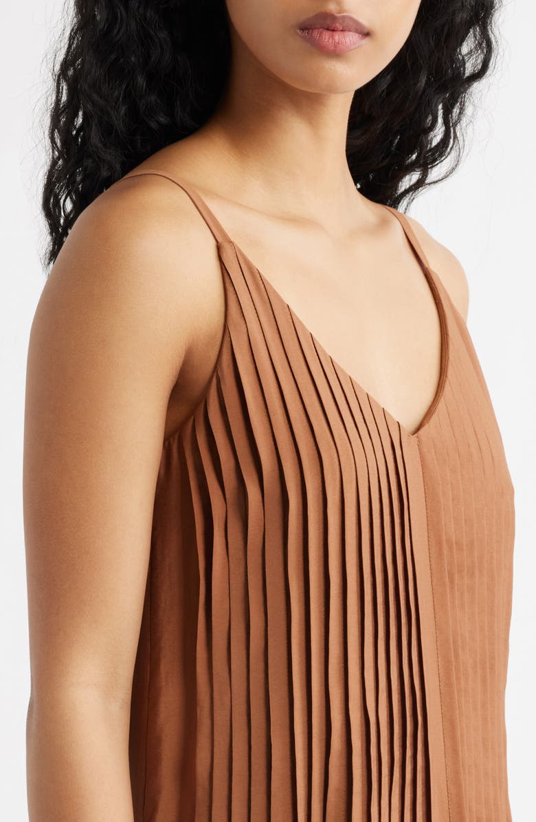 MOON RIVER Pleated Maxi Sundress, Alternate, color, Chocolate