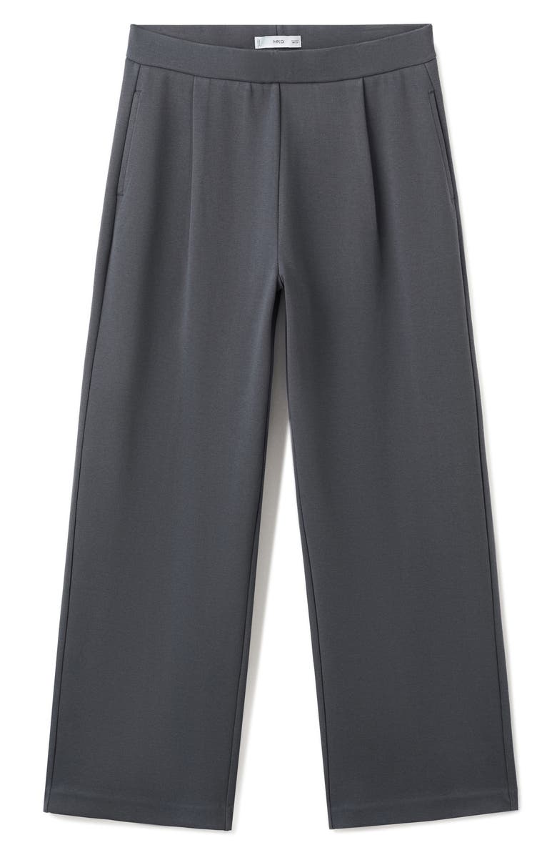 MANGO Pleated Straight Leg Cotton Blend Pants, Main, color, 