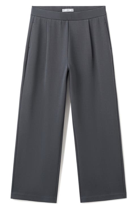 Pleated Straight Leg Cotton Blend Pants (Regular & Plus)