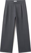 MANGO Pleated Straight Leg Cotton Blend Pants