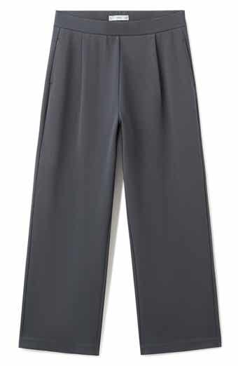 Pleated Straight Leg Cotton Blend Pants