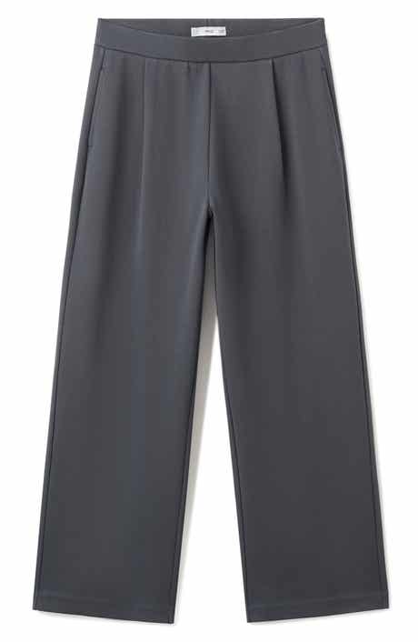 Pleated Straight Leg Cotton Blend Pants