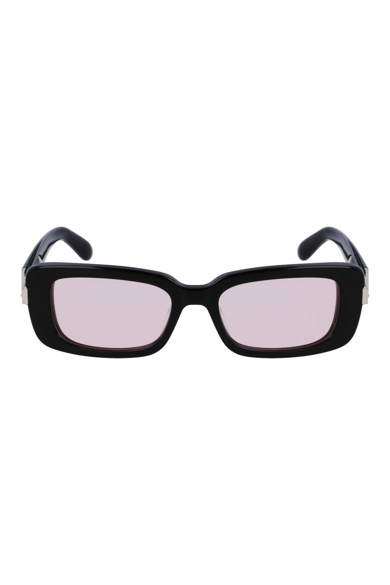 Gancini Evolution 52mm Rectangular Sunglasses, Main, color, BLACK/ PINK