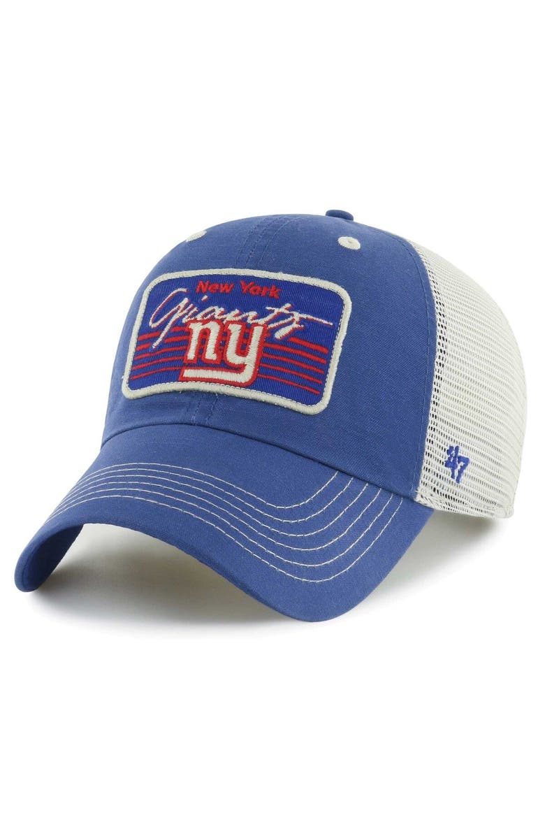 '47 Men's '47 Royal/Natural New York Giants  Five Point Trucker Clean Up Adjustable Hat, Main, color, 