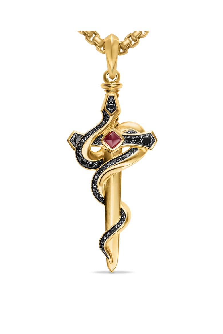 Men's Ouroboros Snake Amulet with Diamonds, Alternate, color, RUBY/ BLACK