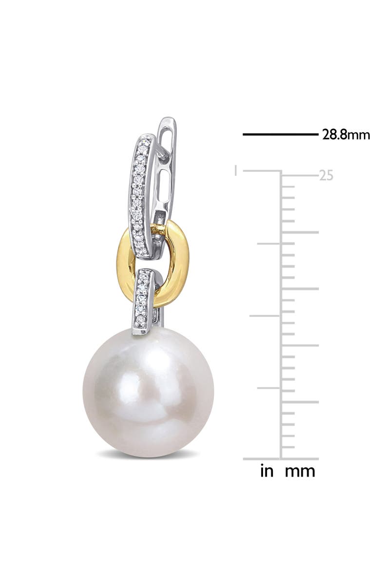 Julianna B. Pearl & Diamond Link Huggie Earrings 14k, Alternate, color, White Gold