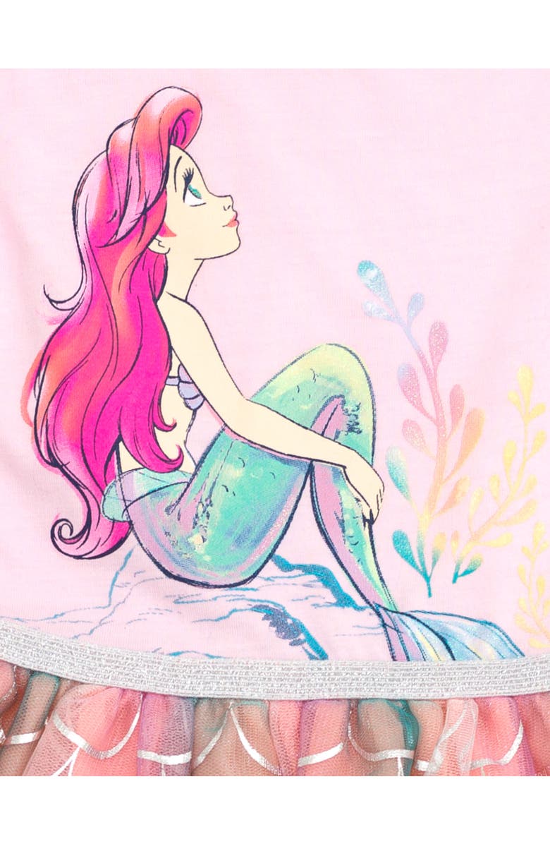 Disney The Little Mermaid Princess Ariel Short Sleeve Tutu Dress, Alternate, color, Pink Silver Ariel