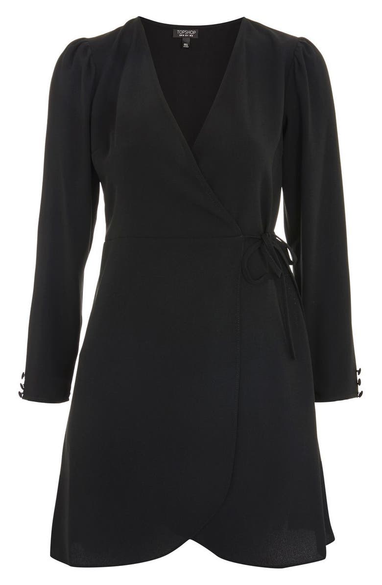 Topshop Crepe Wrap Minidress, Alternate, color,
