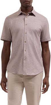 Bugatchi Miles OoohCotton® Print Short Sleeve Button-Up Shirt