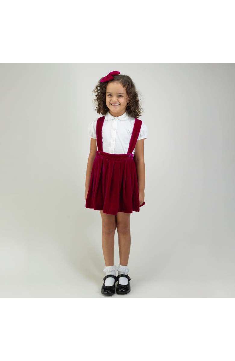 Rachel Riley Eloise Pink Silk Velvet Pinafore Set, Alternate, color, Pink