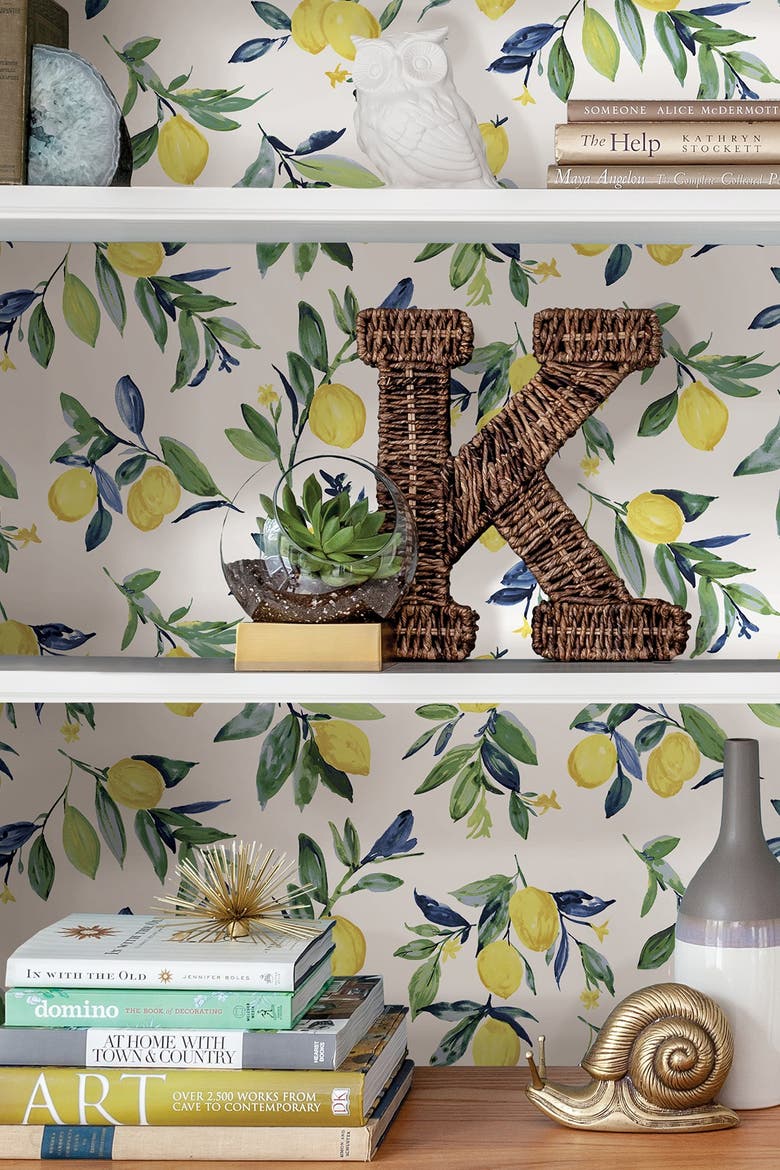 Lemon Drop Yellow Peel & Stick Wallpaper, Alternate, color, YELLOW