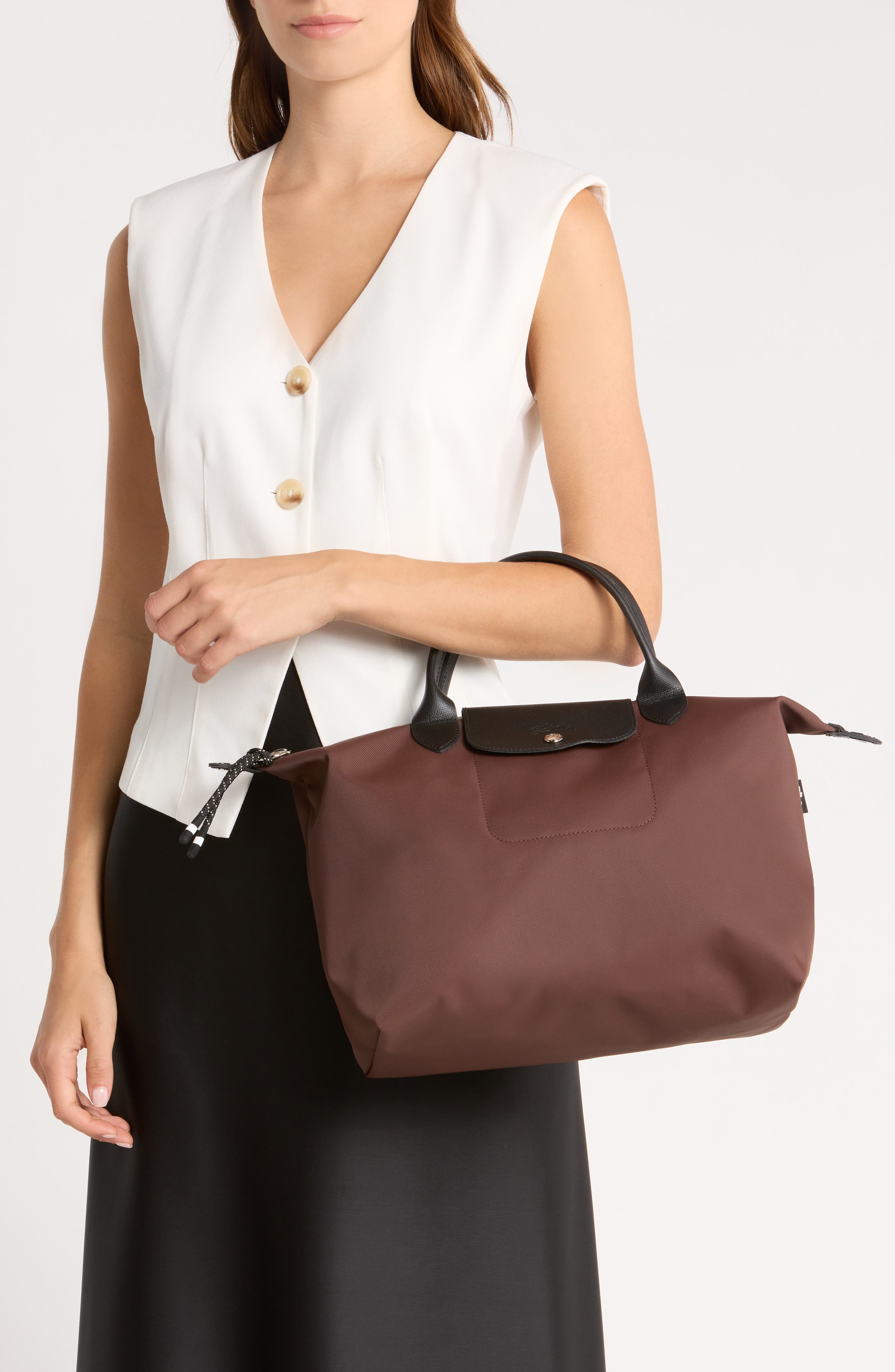 Le Pliage Energy Canvas Handbag, Alternate, color, COCOA