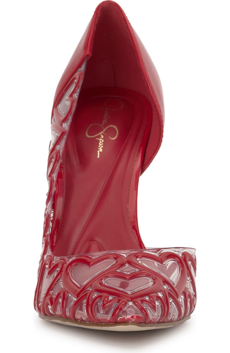 Jessica Simpson Palvin Half d'Orsay Pointed Toe Pump, Alternate, color, Red Muse/ Clear
