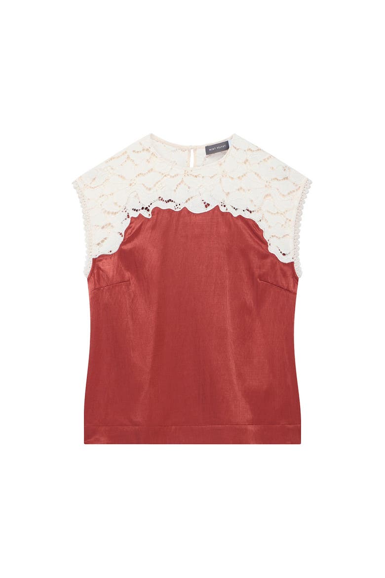 Satin Lace Top, Alternate, color, Red