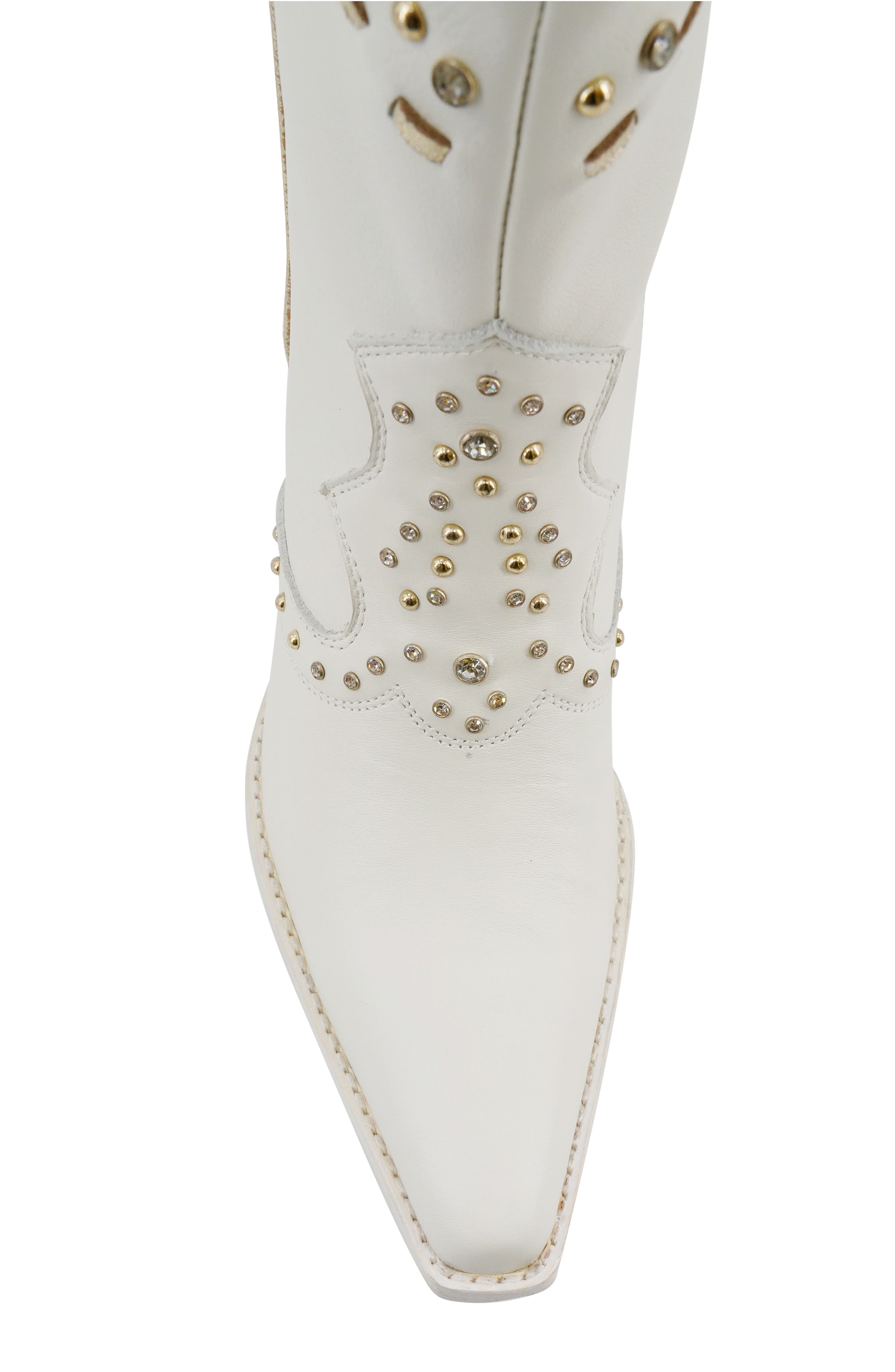 ZIGI Angola Studded Western Boot, Alternate, color, White Leather