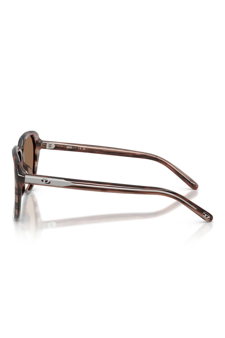 56mm Pilot Sunglasses, Alternate, color, STRIATED BROWN / DARK BROWN