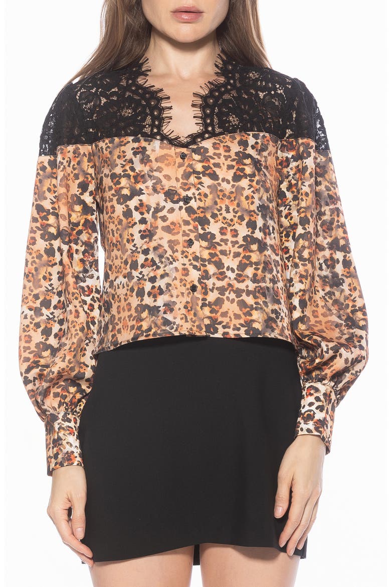 Bryne Lace Trim Top, Main, color, LEOPARD