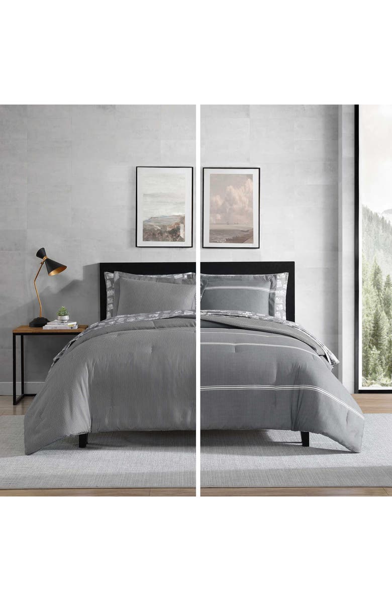 Eddie Bauer Chevron & Stripes Comforter & Sheets Bed Set, Alternate, color, White/ Grey