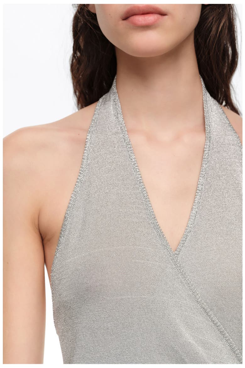 Metallic wrap knit top, Alternate, color, SILVER