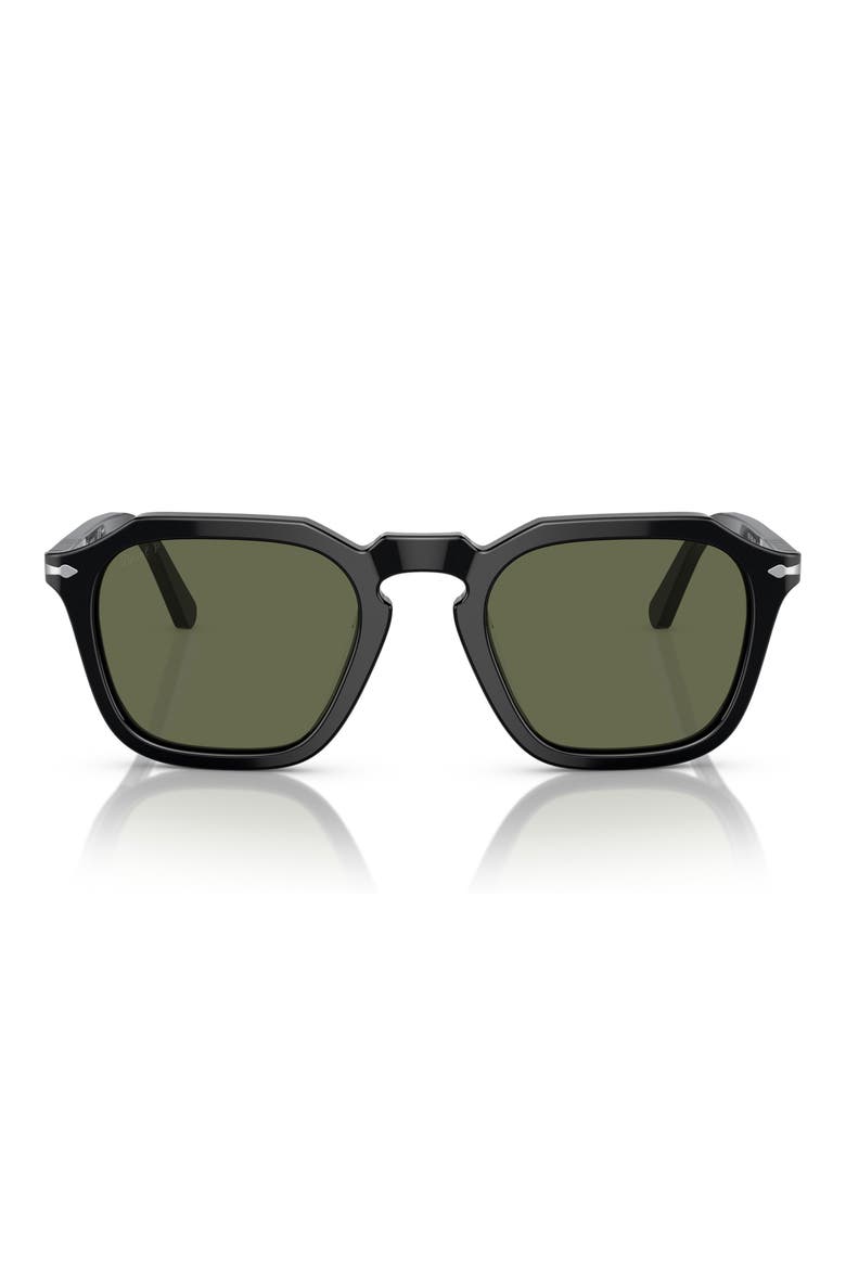 PO3292S 50mm Polarized Square Sunglasses, Main, color, BLACK / POLAR GREEN