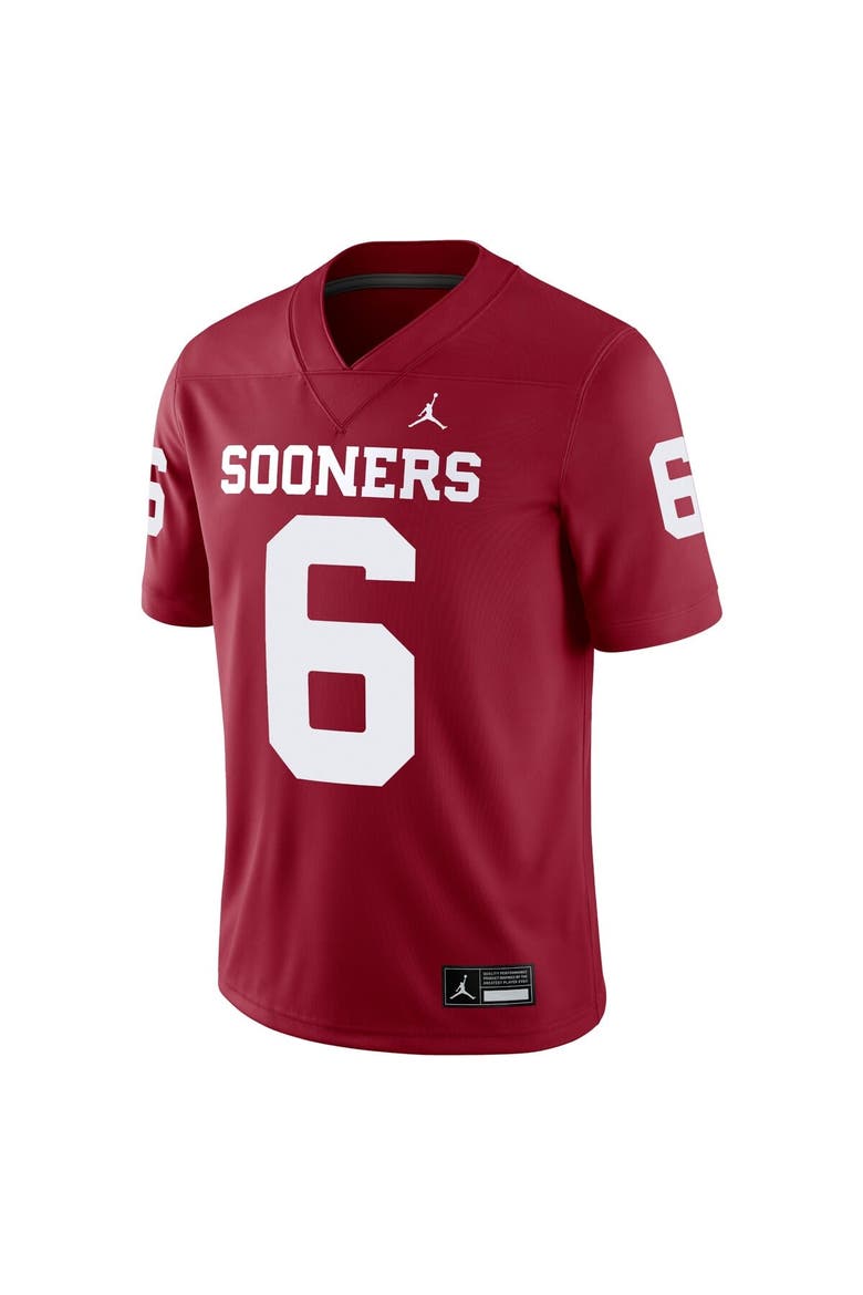 Men's Jordan Brand Baker Mayfield Crimson Oklahoma Sooners Alumni Player Game Jersey, Alternate, color, Crimson