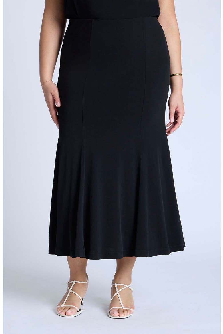 Jersey Midi Trumpet Skirt, Main, color, BLACK ONYX