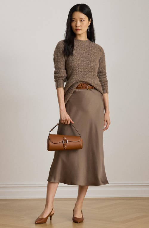 Ralph Lauren Lauren Satin Charmeuse Midi Skirt In Brown