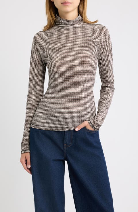 Shaw Paneled Plaid Turtleneck T-Shirt