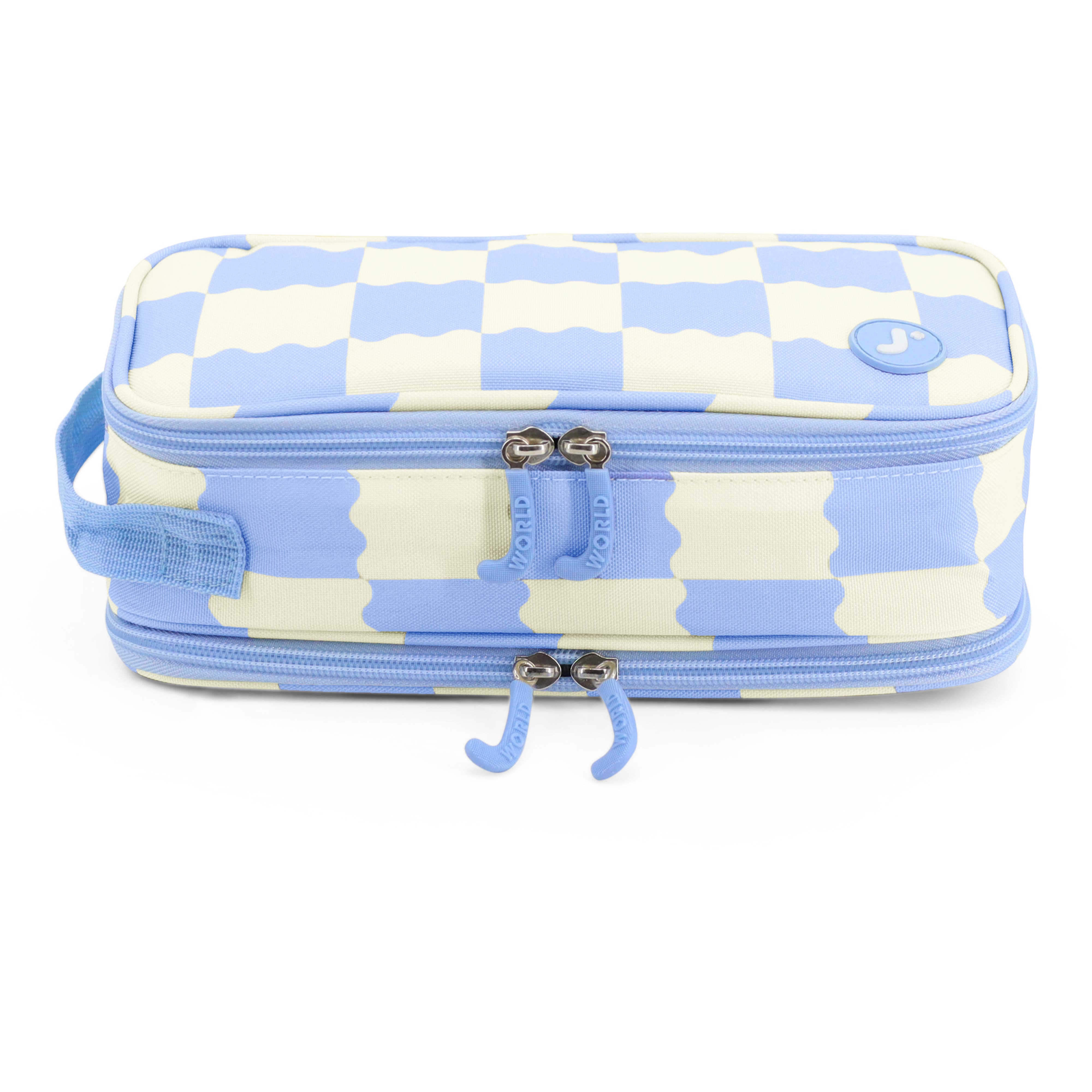Doodle Pencil Case with Handle Strap, Alternate, color, Wiggle Blue