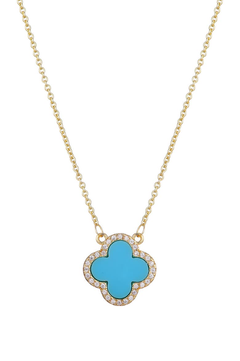 Initial Clover Pendant Necklace, Main, color, BLUE