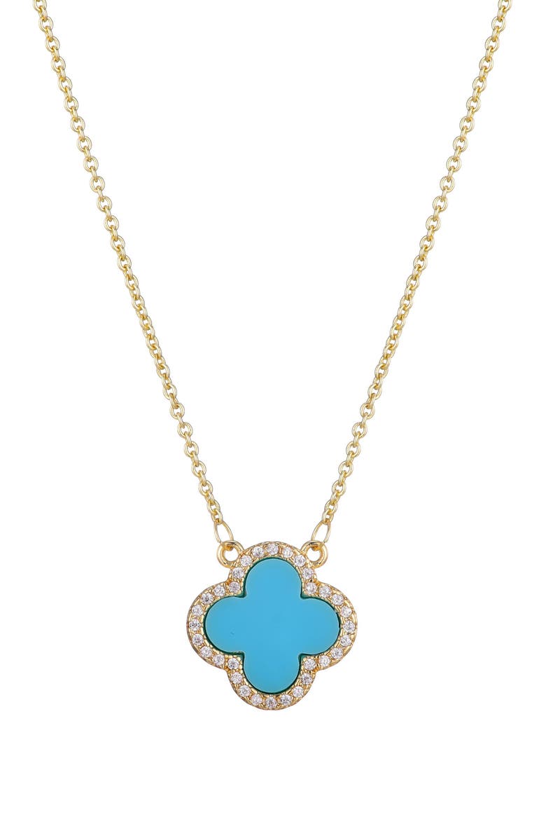 Adornia Initial Clover Pendant Necklace, Main, color, Blue
