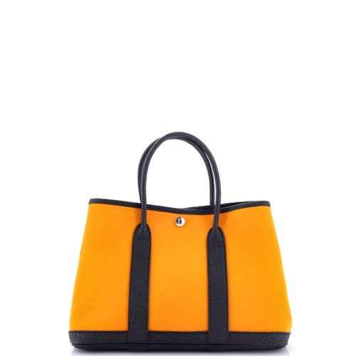 Pre-owned Hermes  Hermes Garden Party Tote Toile And Leather 30 In Orange