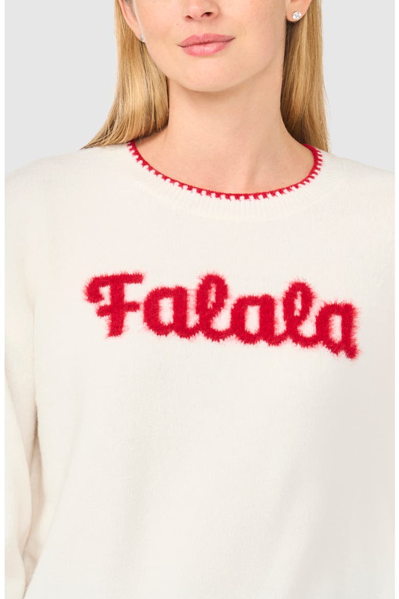 Falala Crew Neck Sweater, Alternate, color, ANTIQUE WHITE / GLAMOUR RED