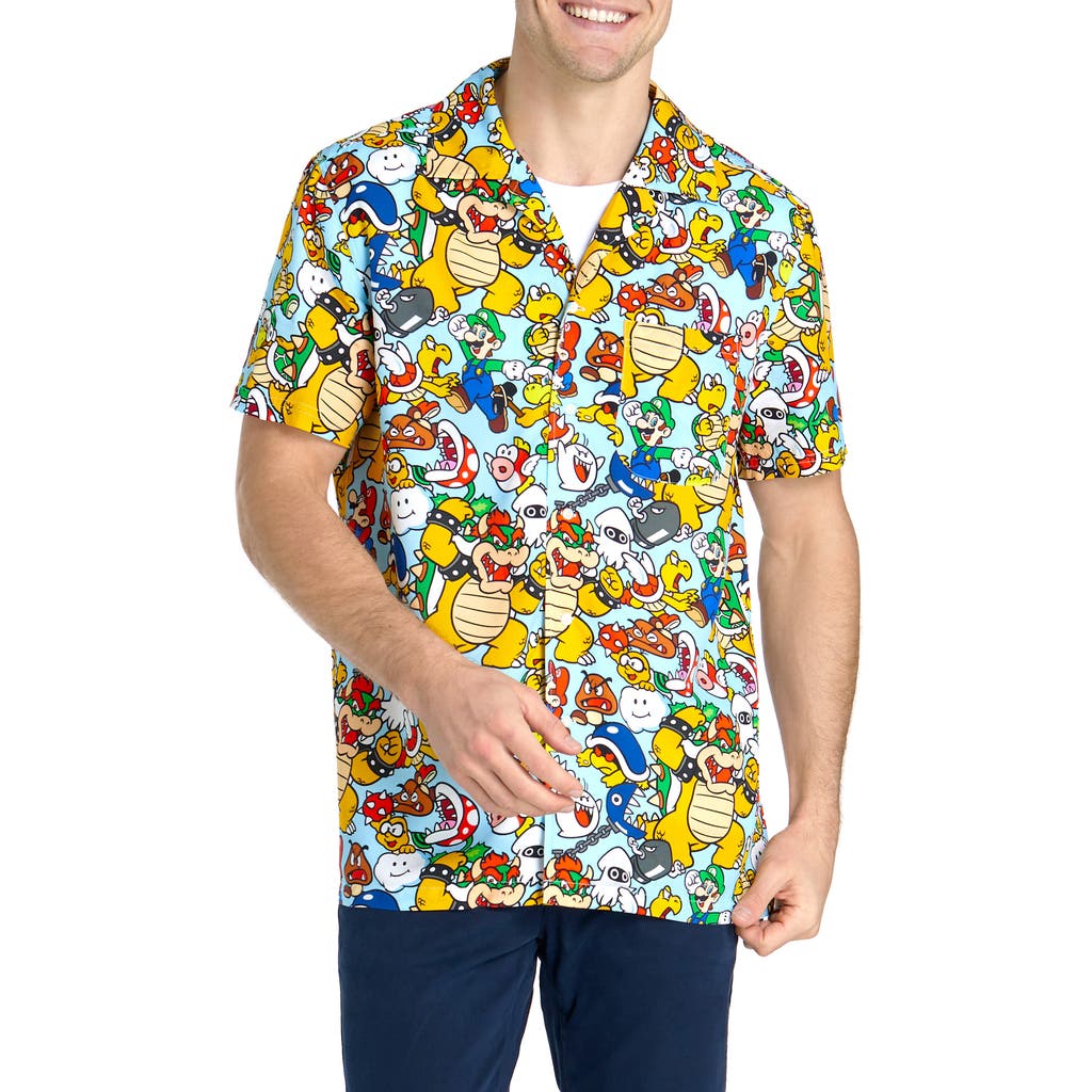 Opposuits Relaxed Fit Bowser's Kindom Print Camp Shirt