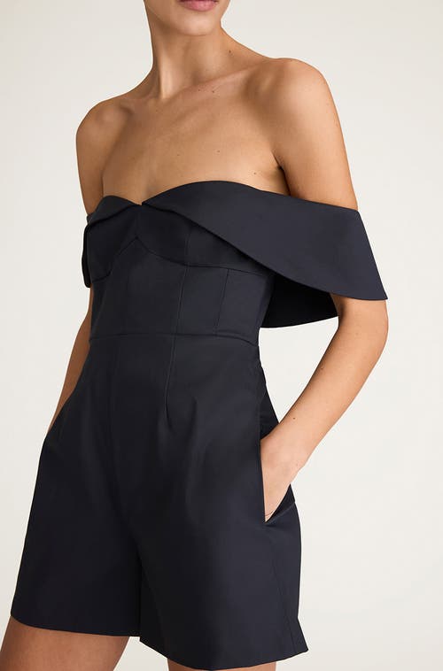 REBECCA TAYLOR REBECCA TAYLOR COTTON SATEEN DRAPED SHOULDER ROMPER 