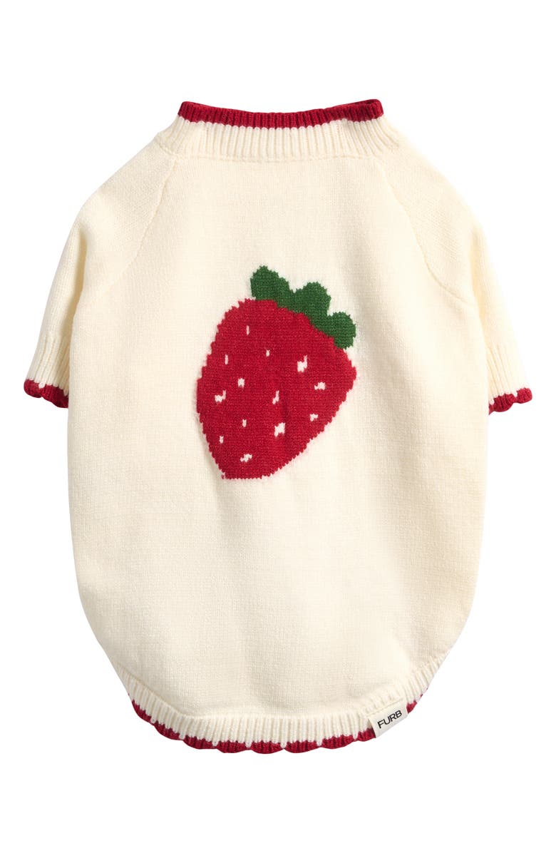 Furb Strawberry Fields Pet Sweater, Main, color, Red/Ivory