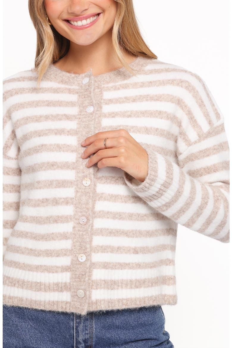 Dean Stripe Cardigan, Alternate, color, WHITE/ BEIGE