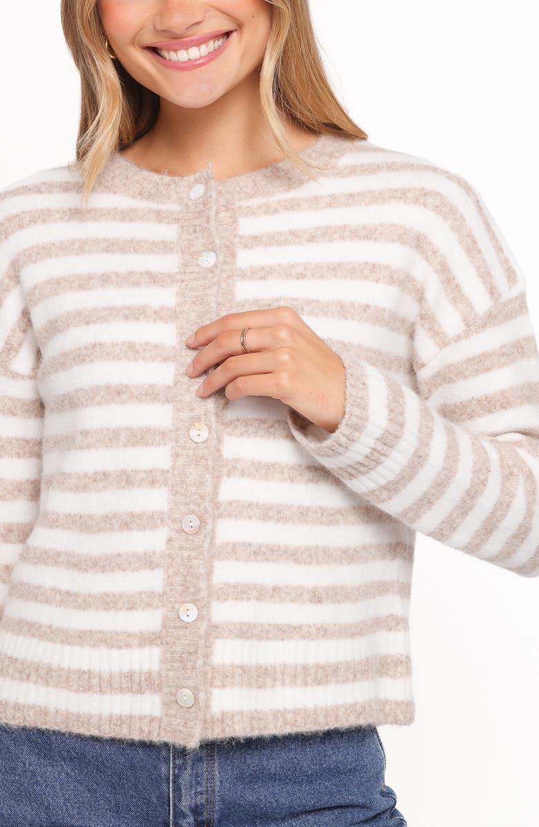 Petal & Pup Dean Stripe Cardigan, Alternate, color, White/ Beige