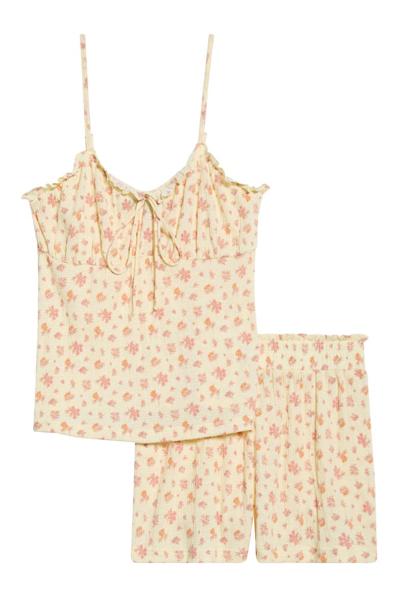 Ruffle Trim Short Pajamas, Alternate, color, PALE YELLOW